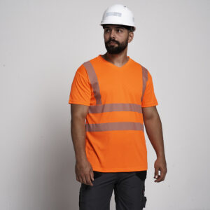 Kapton High Vis Short Sleeve V Neck T-Shirt - Super Stretch Reflect