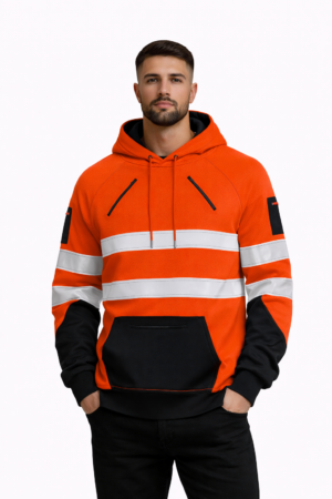 Hi Vis Visibility Hoodie Sweatshirt with Zip Pockets