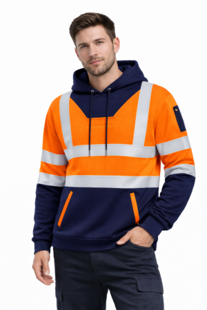 High Visibility Hooded Sweatshirt with Zip Pockets
