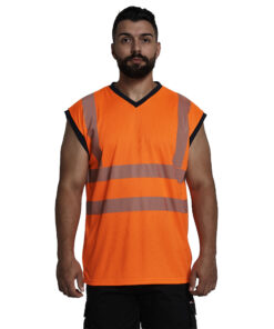 Kapton Hi Vis Sleeveless T Shirt V Neck Tank Top - Super Stretch Reflect