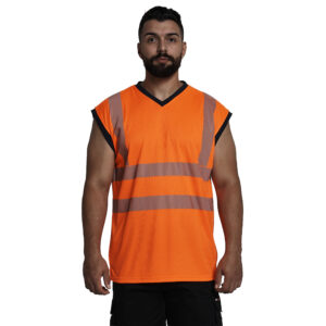 Kapton Hi Vis Sleeveless T Shirt V Neck Tank Top - Super Stretch Reflect
