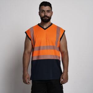 Kapton Hi Vis Sleeveless T Shirt V Neck Tank Top Two Tone Fusion Super Stretch