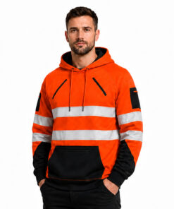 Hi Vis Visibility Hoodie Sweatshirt with Zip Pockets