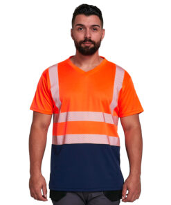 Kapton High Vis Short Sleeve V Neck T-Shirt Two Tone Fusion Super Stretch